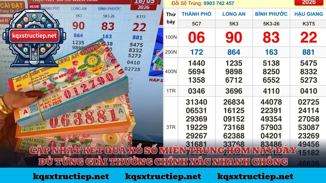 Cập nhật kết quả xổ số miền Trung hôm nay đầy đủ từng giải thưởng chính xác nhanh chóng
