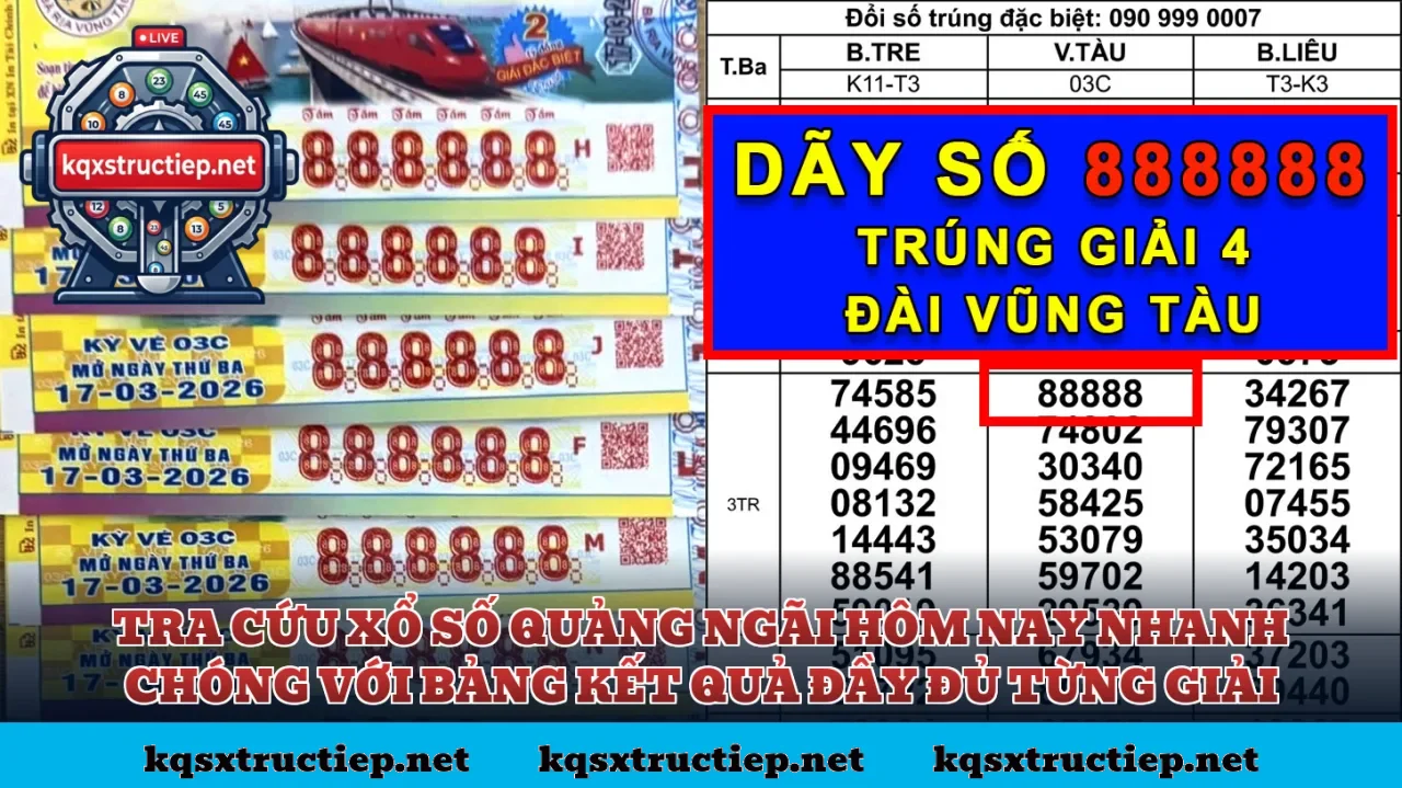 Tra cứu xổ số Quảng Ngãi hôm nay nhanh chóng với bảng kết quả đầy đủ từng giải